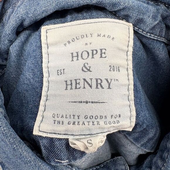 Hope & Henry Men's Chambray Button Down Shirt Organic Cotton Size Small Blue - Picture 9 of 10